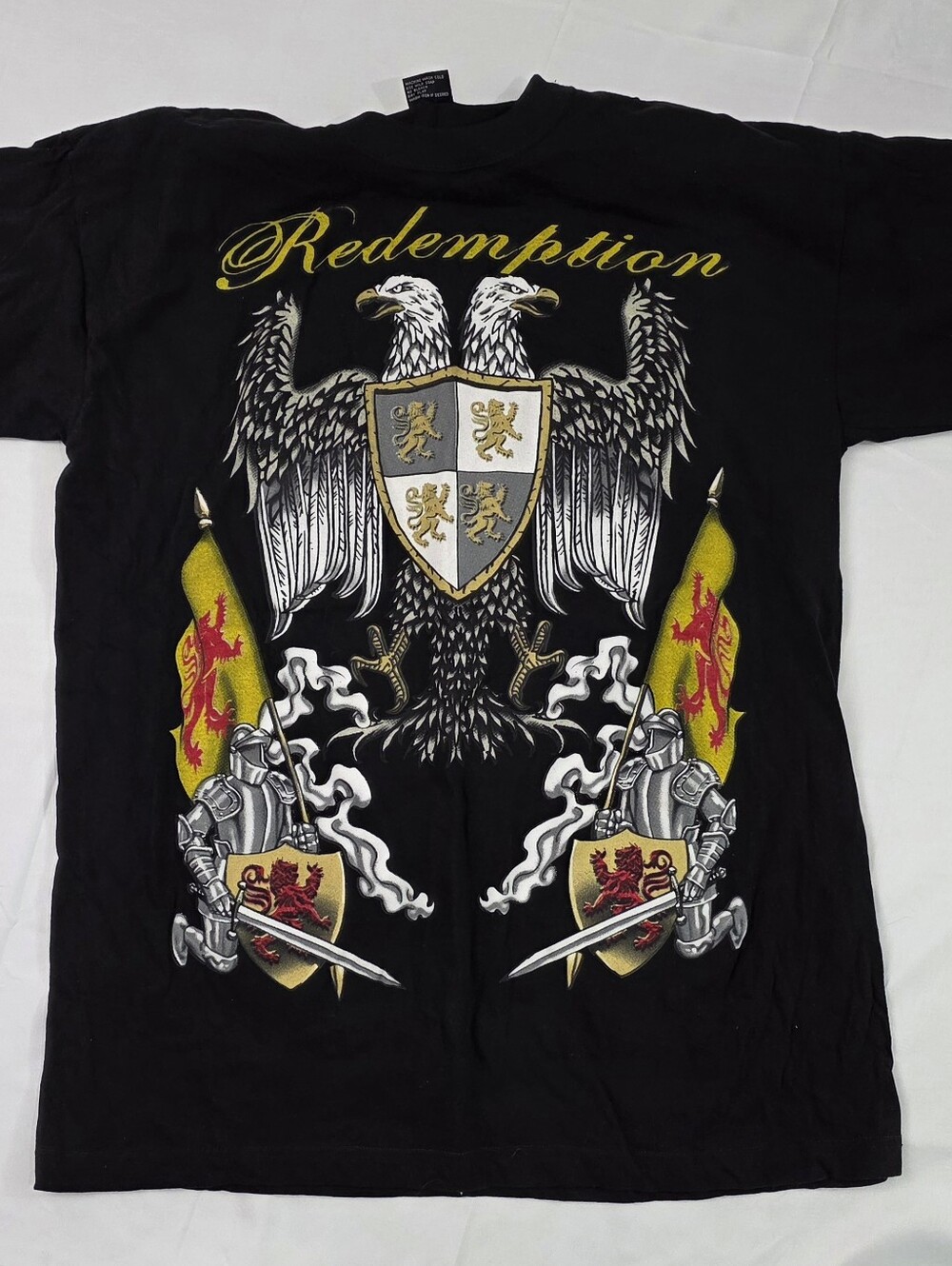 Sunwear Men's 3XL Redemption Medieval Eagle Knights Graphic T-Shirt Black